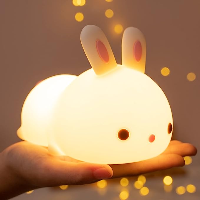 One Fire Cute Bunny Night Lights for Kids Room, Kawaii Remote 16 Colors Cool Lamps Cool Lights, Dimmable Kids Night Light for Kids, Tap for Fun Cute Stuff for Teen Girls,Led Animal Nursery Cute Gifts